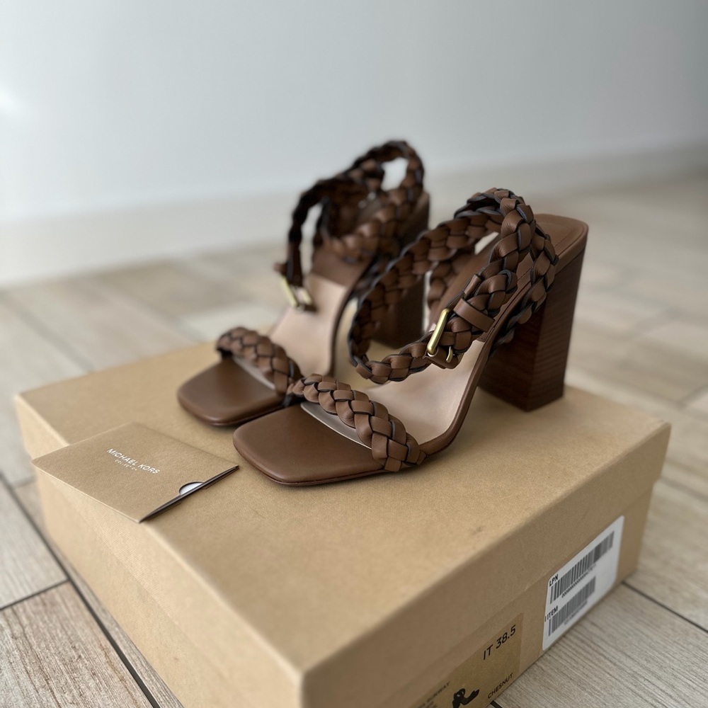 Michael Kors Braided Pippa Runway 38.5 Chestnut